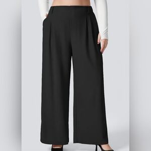 Halara Flex High Waisted Pleated Wide Leg Waffle Work Pants Pockets Size XL